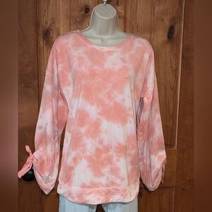 Ideology Pink and White Tie-Dye Top